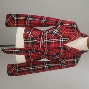 Black, red, white, with yellow jacket